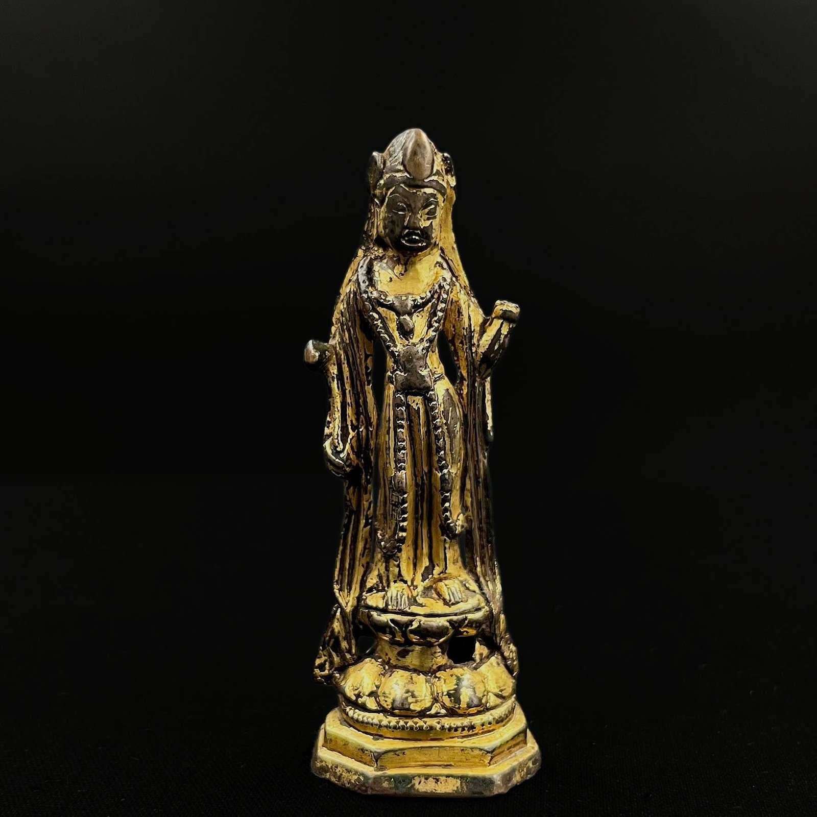 Gilt Bronze Miniature Statue of Guanyin