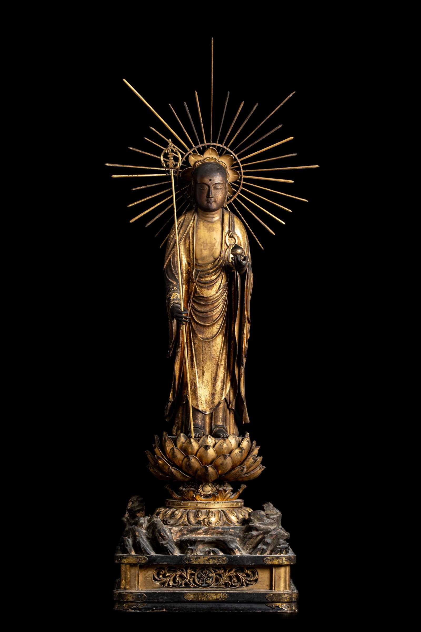 Gilded and Painted Wooden Jizo Bosatsu