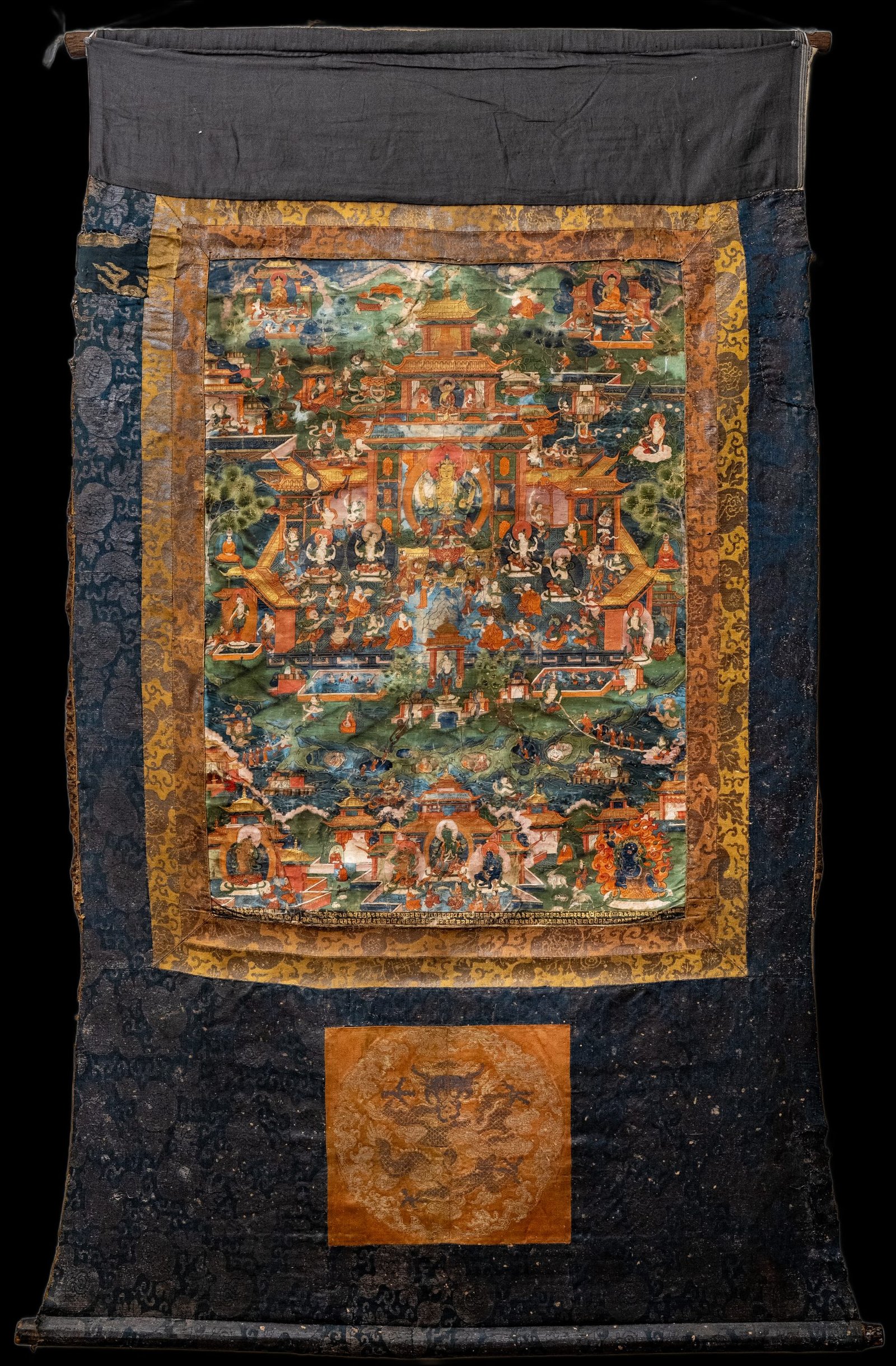 Thangka of Shadakshari in Sukhavati Heaven